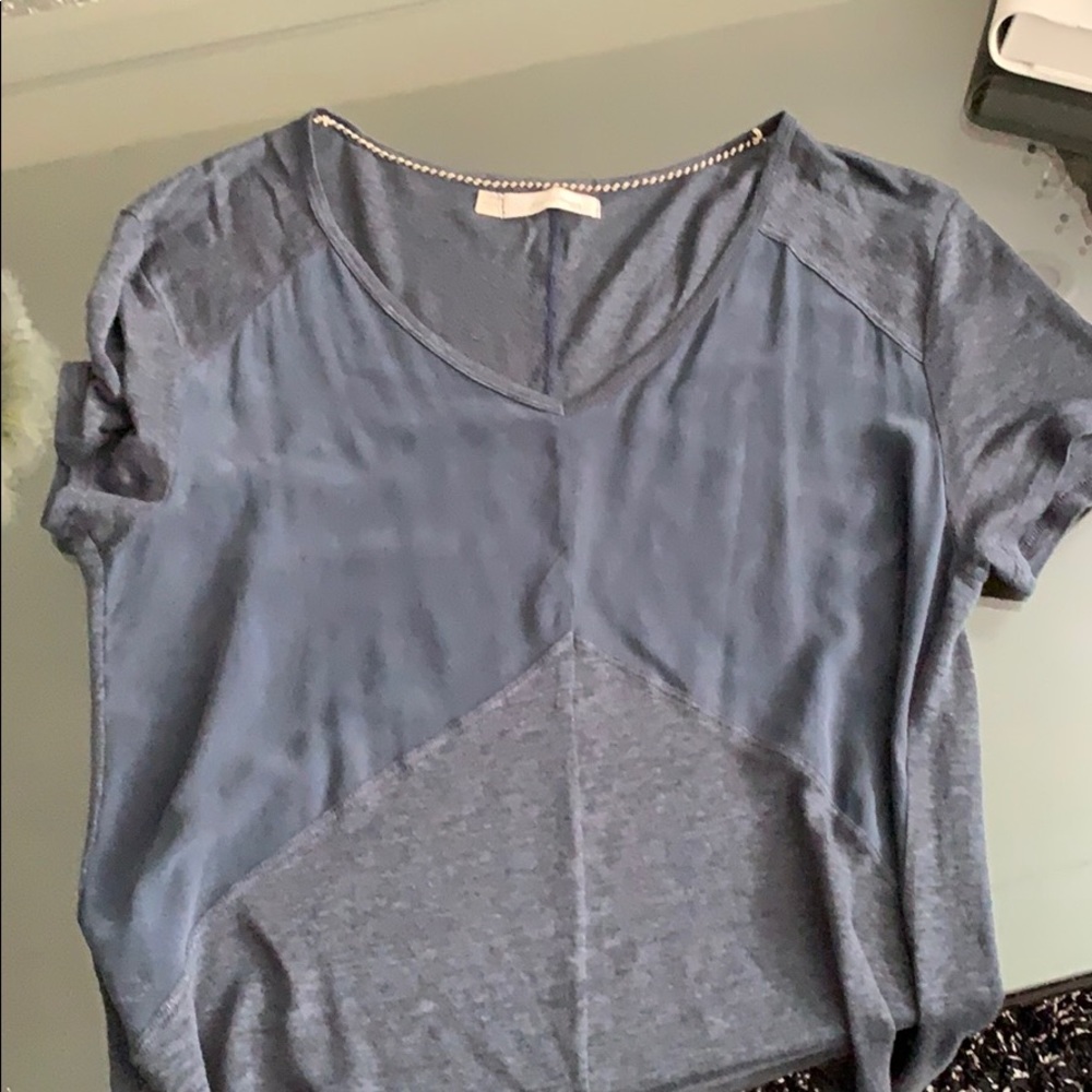 Navy short-sleeve blouse